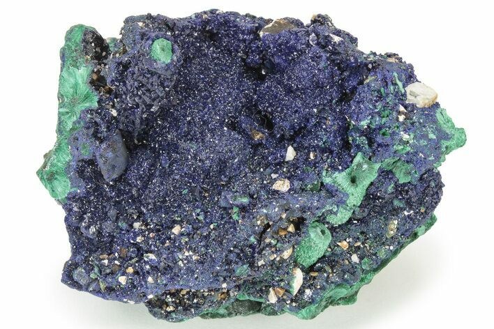 Sparkling Azurite Crystals on Fibrous Malachite - China #236670